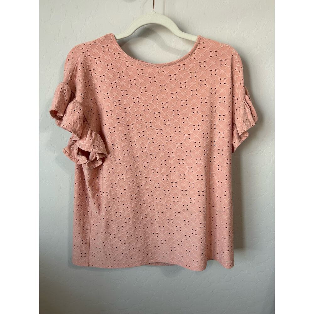 Lauren Conrad Flutter Sleeve Eyelet Top M